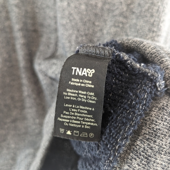 Aritzia TNA Hoodie Womens XS Blue Pullover Heathered Terry Sweater Funnel Neck - Picture 9 of 12